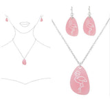 Tropical Flamingo Engraved Lucite Stone Pendant Necklace