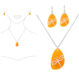 94008, GARDEN DRAGONFLY ENGRAVED LUCITE STONE PENDANT NECKLACE