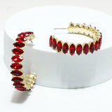 94009, MARQUISE RHINESTONE ACCENT HOOP EARRING