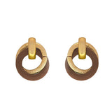 Wood Accent Double Round Earring