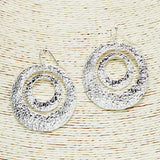 Hammered Double Round Metal Earring
