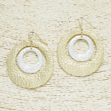 Hammered Double Round Metal Earring - view 3