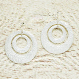 Hammered Double Round Metal Earring - view 4