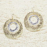 Hammered Double Round Metal Earring - view 2