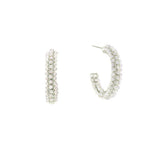 94018, DAINTY PEARL STUDDED HOOP EARRING
