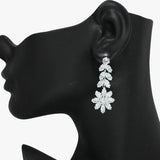 94025, FLOWER CUBIC ZIRCONIA STONE EARRING, WEDDING, BRIDAL, PROM