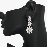 94025, FLOWER CUBIC ZIRCONIA STONE EARRING, WEDDING, BRIDAL, PROM