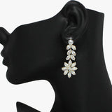 94025, FLOWER CUBIC ZIRCONIA STONE EARRING, WEDDING, BRIDAL, PROM