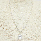94030, CROSS CHARM MULTI LAYERED NECKLACE, RELIGIOUS
