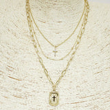 94030, CROSS CHARM MULTI LAYERED NECKLACE, RELIGIOUS