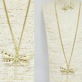 94034, HAMMERED DRAGONFLY LONG PENDANT NECKLACE