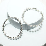 94047, PEARL ACCENT ZIG ZAG HOOP EARRING