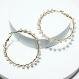 94047, PEARL ACCENT ZIG ZAG HOOP EARRING