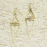 Triangle Geometric with Pave Rhinestone Accent Dangle Earring