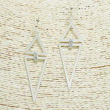 Triangle Geometric with Pave Rhinestone Accent Dangle Earring - view 3
