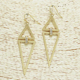 Triangle Geometric with Pave Rhinestone Accent Dangle Earring - view 4