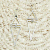 Triangle Geometric with Pave Rhinestone Accent Dangle Earring - view 2