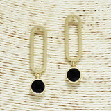 Round Rhinestone Accent Geometric Earring - view 3
