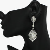 94058, MARQUISE RHINESTONE ACCENT EVENING EARRING, WEDDING, BRIDAL, PROM