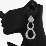 94059, GEOMETRIC PAVE RHINESTONE EVENING EARRING, WEDDING, BRIDAL, PROM