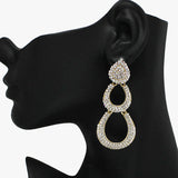 94059, GEOMETRIC PAVE RHINESTONE EVENING EARRING, WEDDING, BRIDAL, PROM
