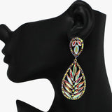 94060, TEARDROP MARQUISE RHINESTONE ACCENT EVENING EARRING, WEDDING, BRIDAL, PROM