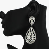94060, TEARDROP MARQUISE RHINESTONE ACCENT EVENING EARRING, WEDDING, BRIDAL, PROM