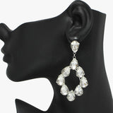 94065, TEARDROP RHINESTONE ACCENT EVENING EARRING, WEDDING, BRIDAL, PROM