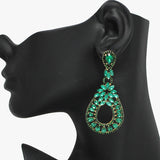 94067, TEARDROP MULTI RHINESTONE ACCENT EVENING EARRING, WEDDING, BRIDAL, PROM