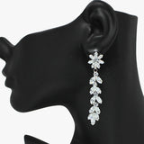 94068, FLOWER MARQUISE CUBIC ZIRCONIA DROP DANGLE EARRING, WEDDING, BRIDAL, PROM