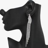 94085, PAVE RHINESTONE LONG DROP EARRING