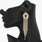94088, PAVE RHINESTONE LONG DROP EARRING