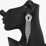94088, PAVE RHINESTONE LONG DROP EARRING