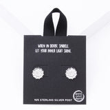 94093, 18K GOLD DIPPED SUNFLOWER CZ STUD EARRING/925 STERLING SILVER POST