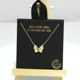 94095, DAINTY BUTTERFLY CZ PENDANT NECKLACE