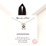 94099, WHITE GOLD DIPPED, "YOU ARE A GEM" PENDANT NECKLACE