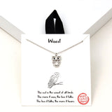 94101, GOLD DIPPED, "WISEST" OWL CUBIC ZIRCONIA PENDANT NECKLACE
