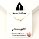 94106, GOLD DIPPED, "FREE AS THE OCEAN" DAINTY WHALE PENDANT NECKLACE
