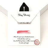 94113, GOLD DIPPED, "STAY STRONG" HAMMERED BAR NECKLACE