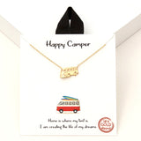 94114, GOLD DIPPED, "HAPPY CAMPER" CAMPING CAR NECKLACE