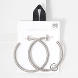 94116, 55MM GLITTER THICK ROUND HOOP HYPOALLERGENIC EARRING/STERLING SILVER POST