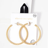94116, 55MM GLITTER THICK ROUND HOOP HYPOALLERGENIC EARRING/STERLING SILVER POST