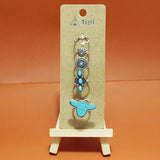 94126, WESTERN COW HEAD TURQUOISE STONE ADJUSTABLE RING SET