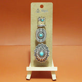 94131, WESTERN CONCHO TURQUOISE STONE ADJUSTABLE RING SET