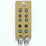 94139, WESTERN CONCHO STUD & HOOP EARRING SET