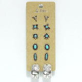 94140, WESTERN CONCHO STUD & HOOP EARRING SET