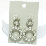 94145, ROUND BAGUETTE RHINESTONE EARRING