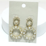 94145, ROUND BAGUETTE RHINESTONE EARRING