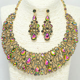 94154, TEARDROP & PAVE RHINESTONE ACCENT EVENING NECKLACE, WEDDING, BRIDAL, PROM