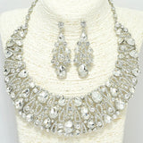 94154, TEARDROP & PAVE RHINESTONE ACCENT EVENING NECKLACE, WEDDING, BRIDAL, PROM